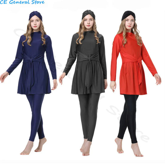 4 Pieces Burkini Muslim Swimsuit for Women