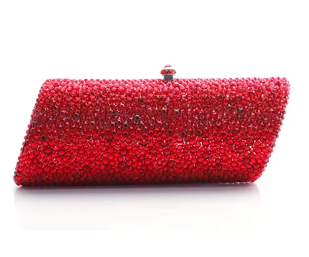 Pink & Silver Crystal Evening Clutch