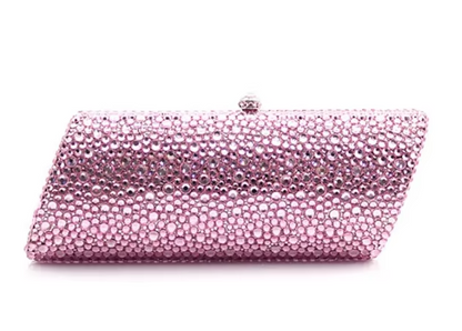 Pink & Silver Crystal Evening Clutch