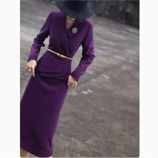 Elegant Purple Slim-Fit Dress