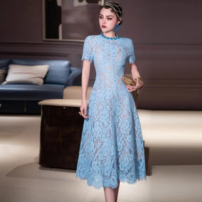 Elegant 2025 Spring Lace Swing Dress