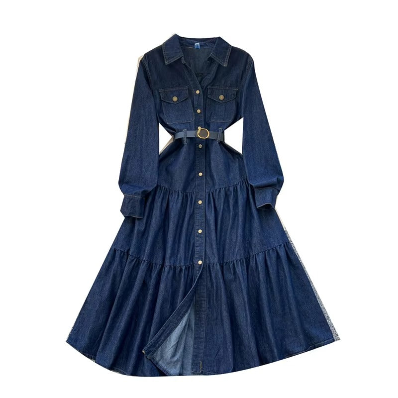 2025 Spring Elegant Waist-Hugging Denim Dress