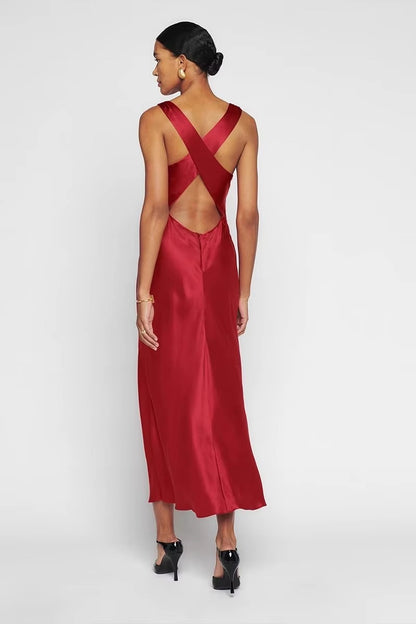 2024 Spring Sexy Backless Midi Dress