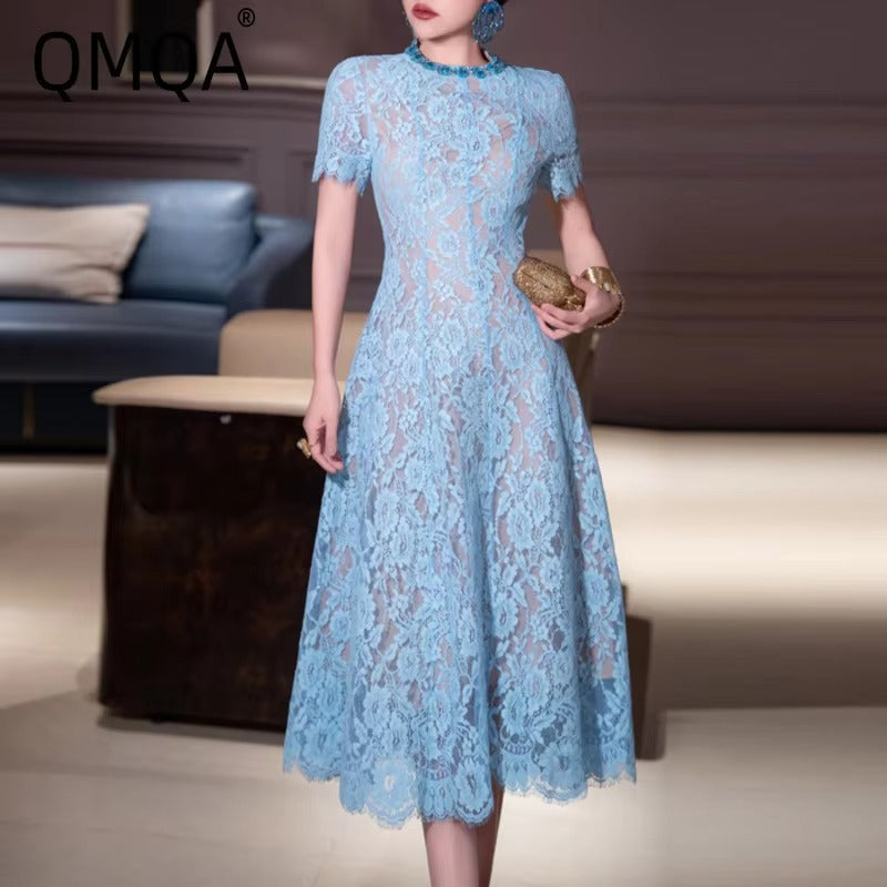 Elegant 2025 Spring Lace Swing Dress